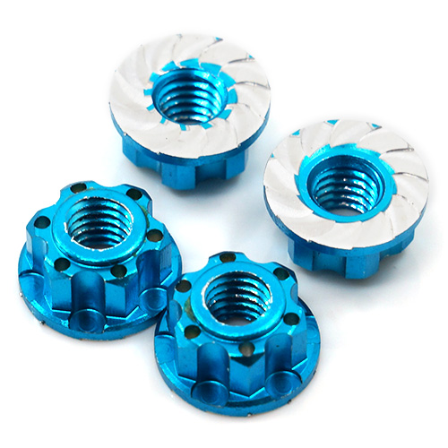 Гайки колёсные Yeah Racing (#YA-0448LB) 4mm Aluminium Wheel Flange Lock Nut 4pcs For RC Car Blue