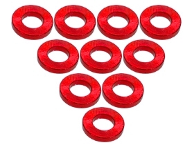 Шайба алюминиевая 1.0 мм 3Racing (#3RAC-WF310/RE) Aluminium M3 Flat Washer 1 mm (10 Pcs) - Red