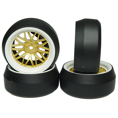 Колёса для дрифта Yeah Racing (#WL-0088) Spec D LS Wheel Offset 6 White Gold w/Tire 4pcs For 1/10 Drift