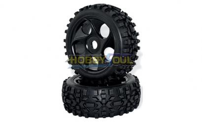 Колеса внедорожные Hobby Soul (#HS281057B) Buggy 5 Spoke wheel Tire Set (1 pair) 1/8