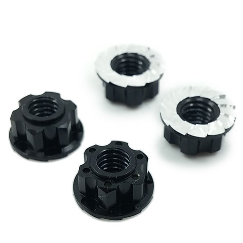 Гайки колёсные Yeah Racing (#YA-0448BK) 4mm Aluminium Wheel Flange Lock Nut 4pcs For RC Car Black