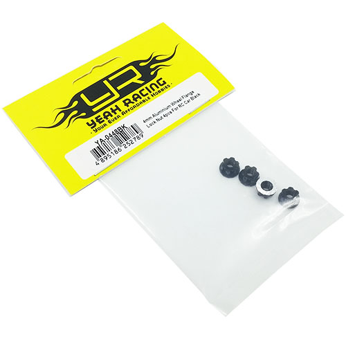 Гайки колёсные Yeah Racing (#YA-0448BK) 4mm Aluminium Wheel Flange Lock Nut 4pcs For RC Car Black