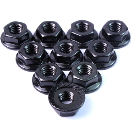 Гайки Yeah Racing (#LN-M4S-BK) 4mm Aluminium SerratedLock Nut 10pcs (BK)