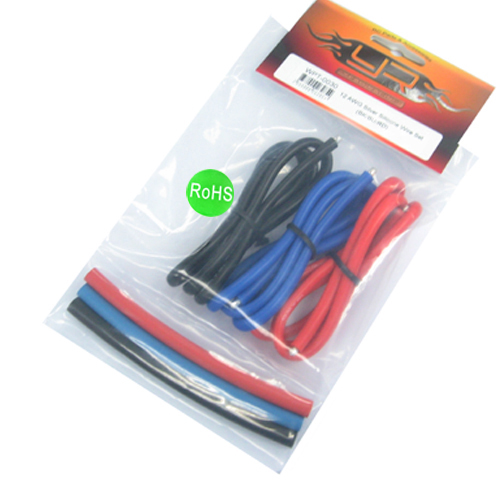 Провода Yeah Racing (#WPT-0030) 12 AWG Silver Silicone WireSet (BK/BU/RD)