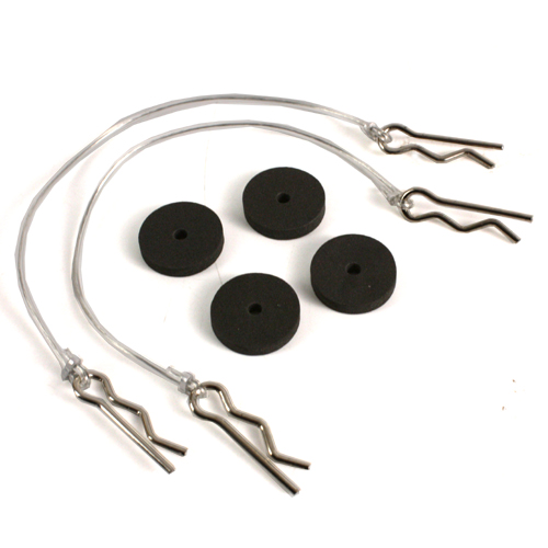 Клипсы Yeah Racing (#YA-0241BK) Body Protect Sponge Pad(BK) with wire 175mm & clip set for all 1:8 cars