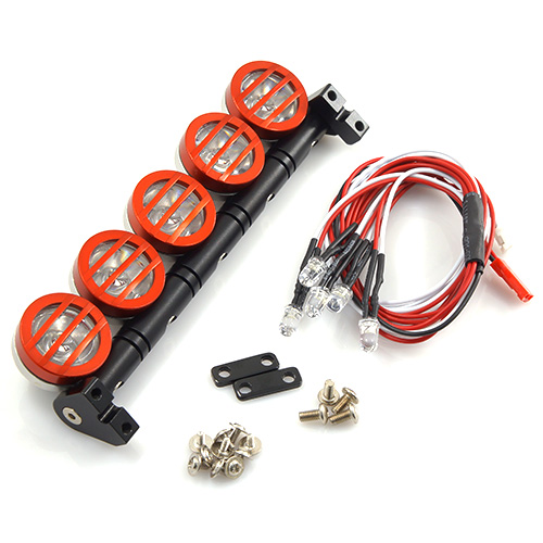 Сонары Yeah Racing (#YA-0370RD) 1/10 Aluminum Roof 5 WhiteLED Light Set For RC Truck Crawler