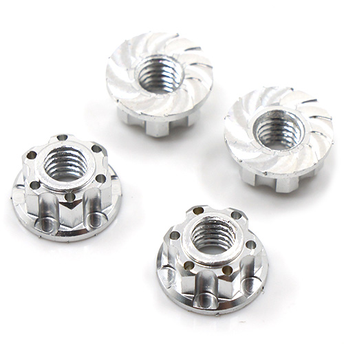 Гайки колесные Yeah Racing (#YA-0448SV) 4mm Aluminium Wheel Flange Lock Nut 4pcs For RC Car Silver