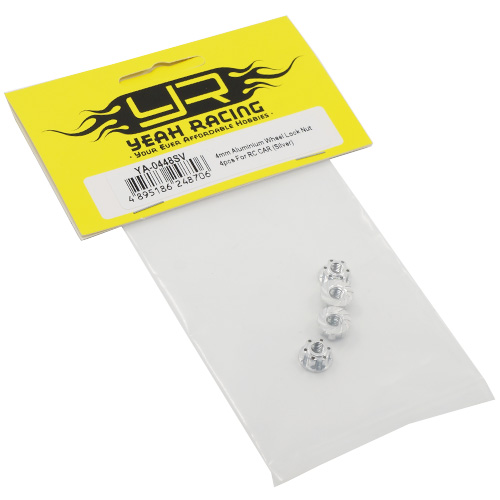 Гайки колесные Yeah Racing (#YA-0448SV) 4mm Aluminium Wheel Flange Lock Nut 4pcs For RC Car Silver
