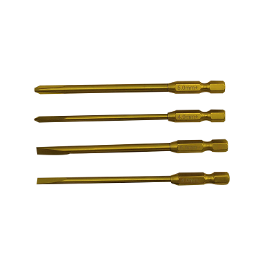 Набор отверток RCTurn (#RTT01004) Premium Titanium Tips 4pcs (6.35mm)  Phillips 4.0+/5.0+ Flat 4.0-/5.0-