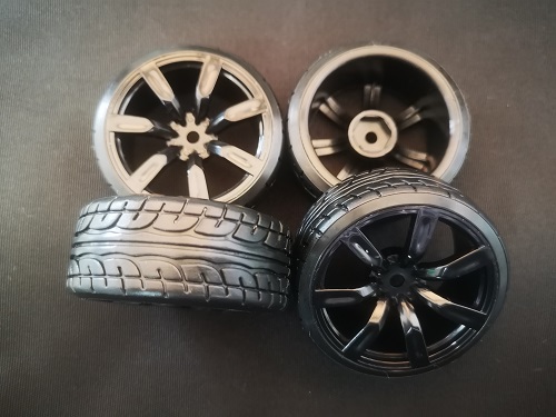 Колеса RC Turn (#DF04A1) A1 - Black 1/10 Drifting Tires 62*26mm Hex 12mm Hub