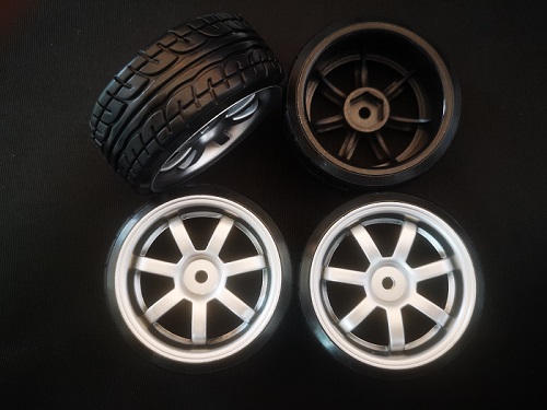Колеса RC Turn (#DF04A2) A2 - Silver 1/10 Drifting Tires 62*26mm Hex 12mm Hub