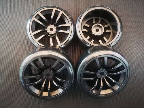 Колеса RC Turn (#DF03A1) A1 - Black 1/10 Drifting Tires 62*26mm Hex 12mm Hub
