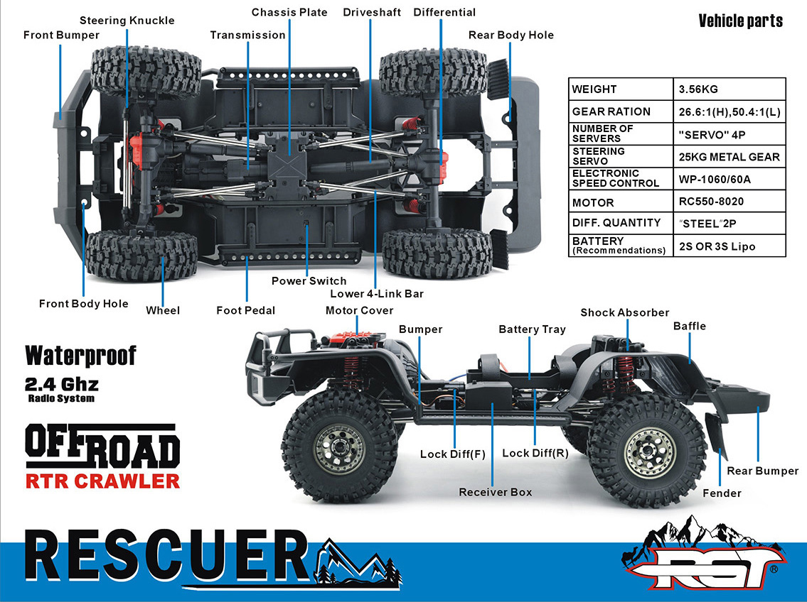 Радиоуправляемый внедорожник RGT (#EX86190)  4WD RC Car LC76 RESCUER Vehicles Off-Road Truck Rock Crawler Toys Models Without Battery