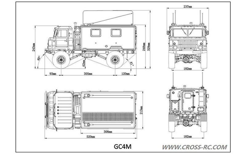 Радиоуправляемый грузовик CROSS-RC (#GC-4M) 4x4 ГАЗ 66 MILITARY TRUCKS