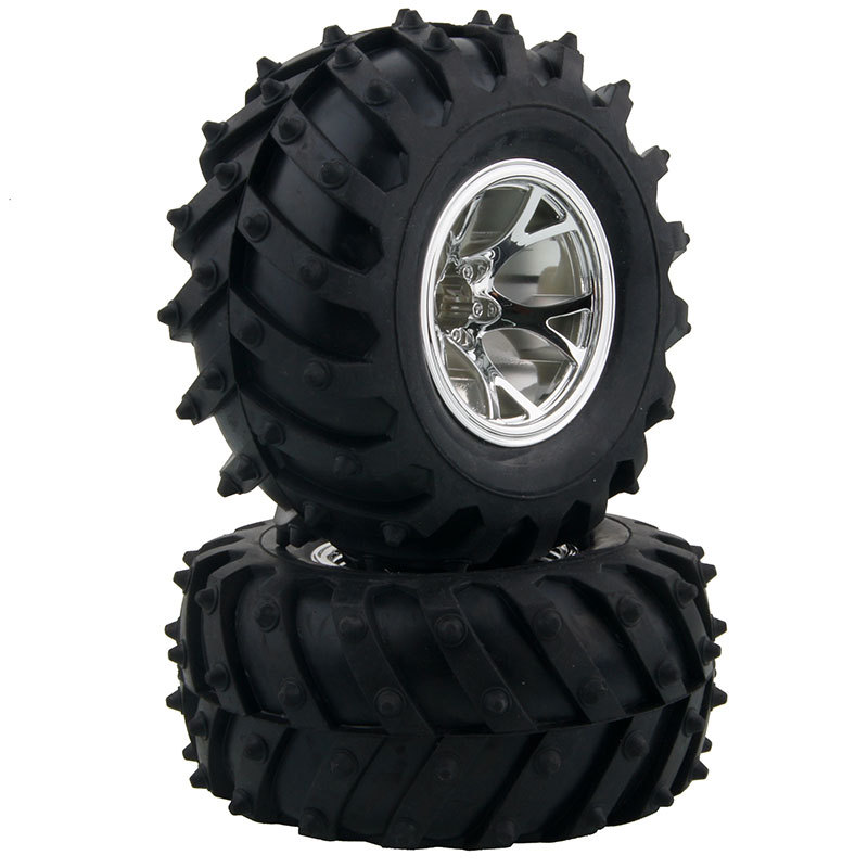 Колёса внедорожные Austar Hobby (#AUH128S) Tire Black/Wheel Silver 128mm 4in