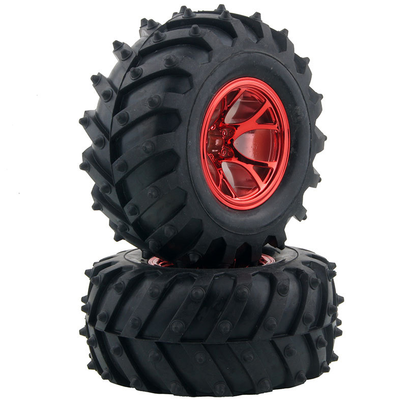 Колёса внедорожные Austar Hobby (#AUH128R) Tire Black/Wheel Red 128mm 4in