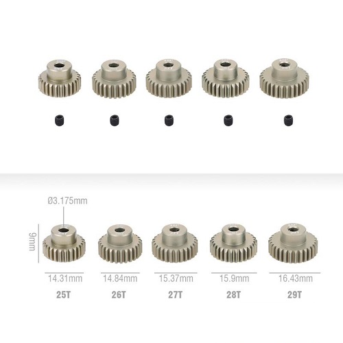 Пиньён Rocket (#RC-4826) Aluminum 7075 Hard Coated Motor Gear/Pinions 48P 26T