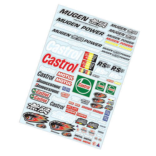 Наклейки TeamC (#TC904) 1/10 Castrol Mugen Sticker, A4