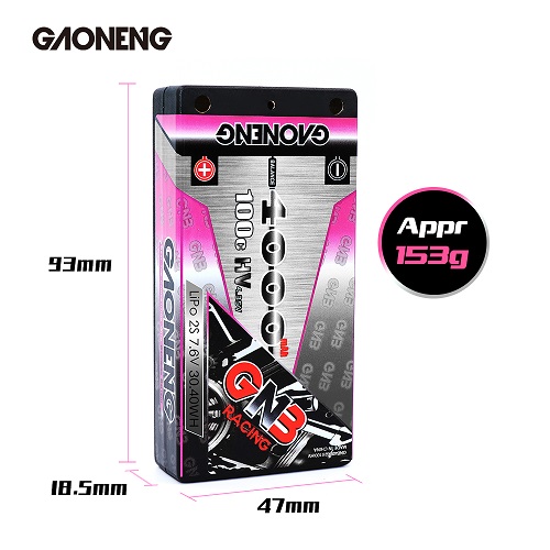 Аккумулятор Li-Po GAONENG (#GNB40002S100iHV) GNB Shorty Lipo 4000MAH 2S 7.6V 100C