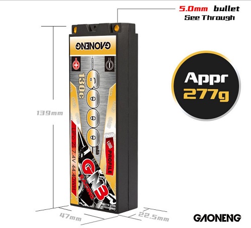 Аккумулятор Li-Po GAONENG (#GNB60002S130i) GNB Lipo 6000MAH 2S 7.4V 130C