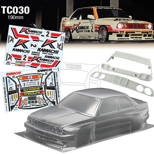 Кузов TeamC (#TC030) 1/10 BMW E30 M3 W/3D Wing/Bumper, 190mm