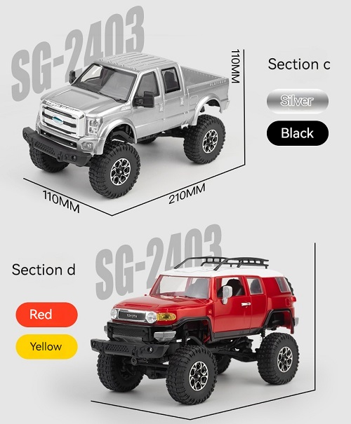 Радиоуправляемый внедорожник SG PINECONE FOREST (#SG-2403B) 1/28 2.4G 4WD Hummer H3T RC Crawler Car SG-2403B Black