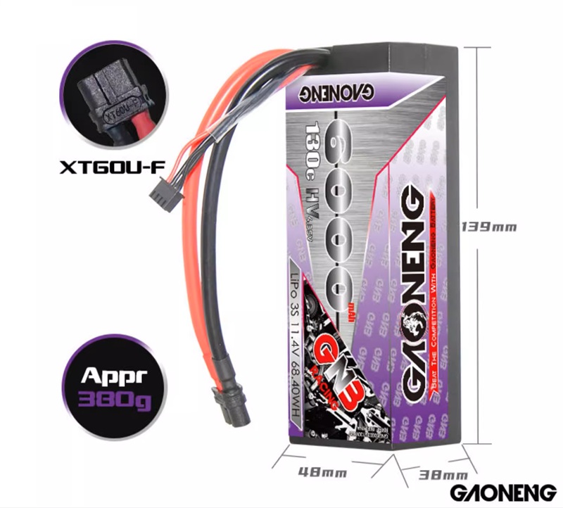Аккумулятор Li-Po GAONENG (#GNB60003S130WHV) GNB Lipo 6000MAH 3S 11.1V 130C