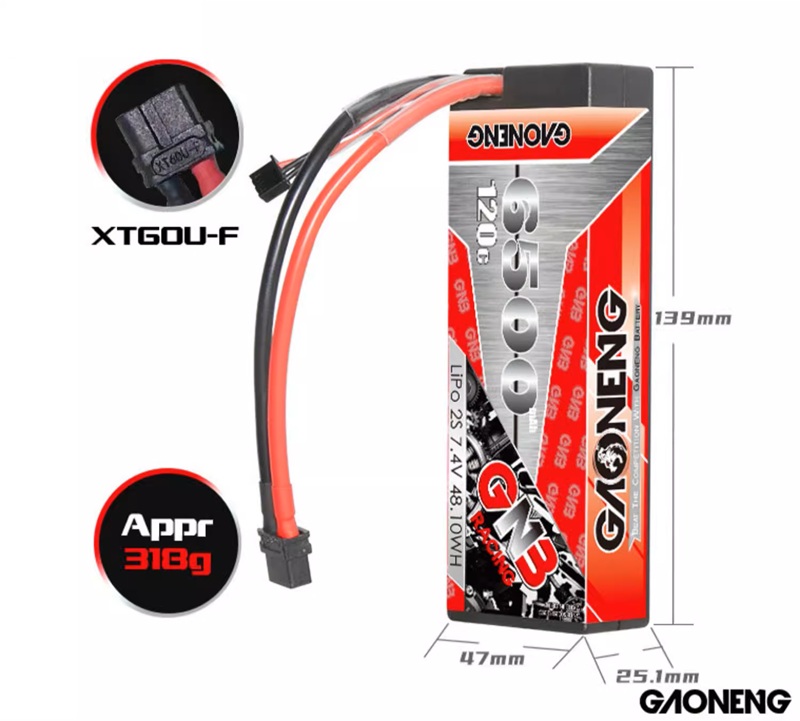 Аккумулятор Li-Po GAONENG (#GNB65002S120W) GNB6500mAh 2S 7.4V 120C  RC