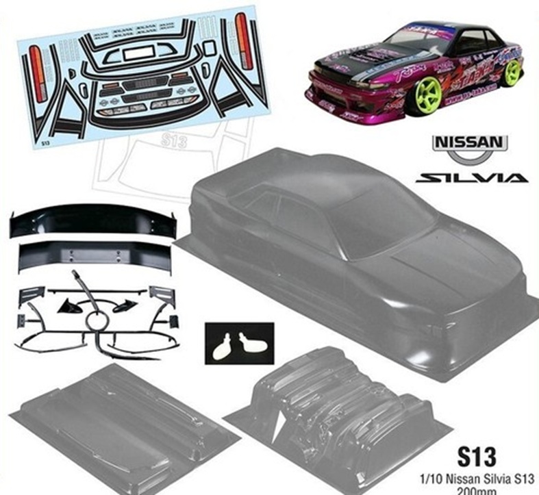 Кузов TeamC (#TCS13)  1/10 Silvia S13,  200mm