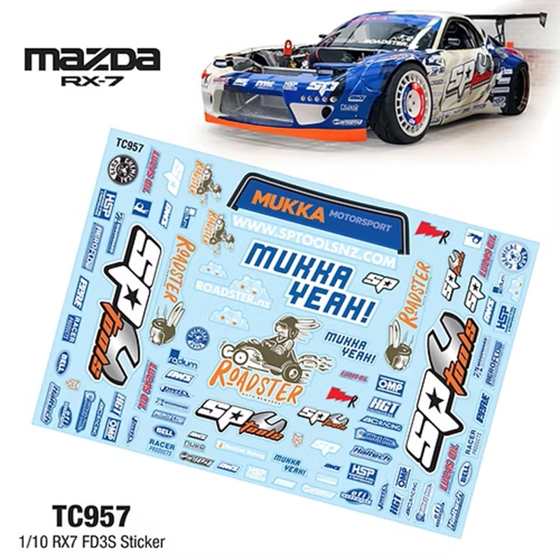 Наклейки TeamC (#TC957) 1/10 RX7 FD3S Mukka Sticker, A4