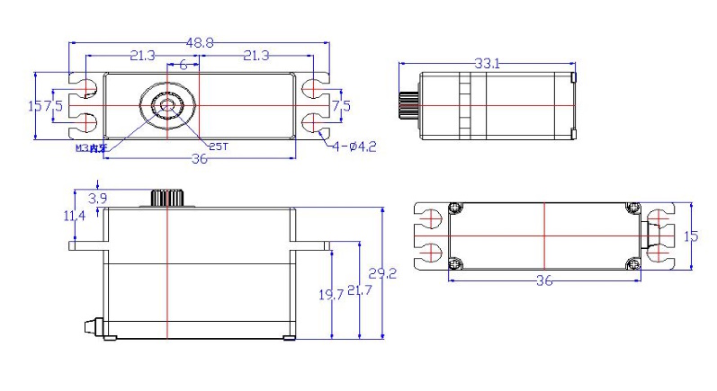 Сервопривод Feetech (#FT9025M) Metal Gear Coreless Digital 6V 8.5kg.cm 180°