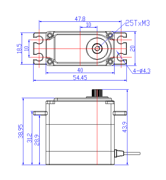 Сервопривод Feetech (#FT830BL) Metal Gear 7.4V 30kg.cm PWM digital 180 servo
