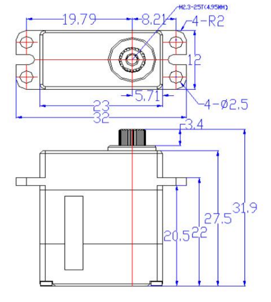 Сервопривод Feetech (#FT2811M) Metal Gear 11kg digital servo 180°