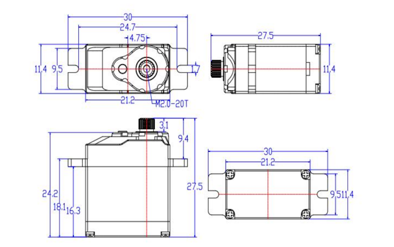 Сервопривод Feetech (#FT1109M) Metal Gear 6V 5kg 180° Coreless Motor Digital Servo