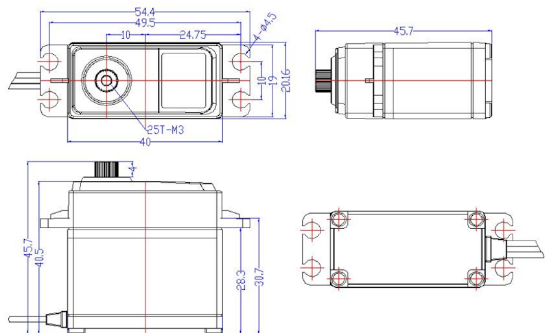 Сервопривод Feetech (#FT7325BL) Metal Gear 7.4V 25kg.cm Digital 180° Brushless Servo