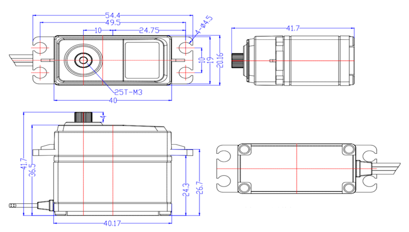 Сервопривод Feetech (#FT7235M) Metal Gear 7.4V 35KG 180° Steel Gear Servo
