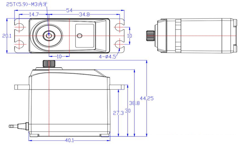 Сервопривод Feetech (#FB5311M-360) Metal Gear 6V 15kg.cm Digital Feedback Servo 360°