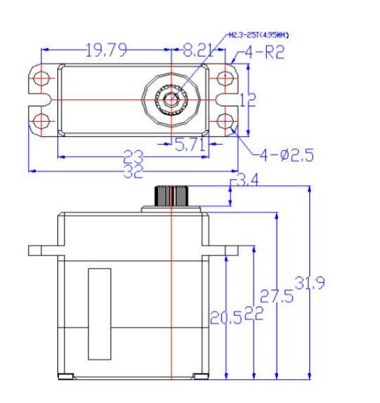 Сервопривод Feetech (#FT2806M) Metal Gear 6V 6kg Digital Coreless Servo 180°