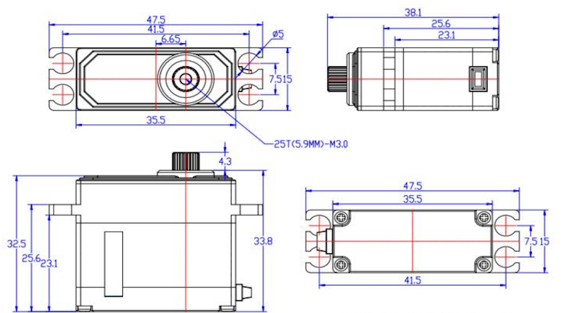 Сервопривод Feetech (#FT9022BL) Metal Gear 7.4V 22kg 180° Degree Brushless