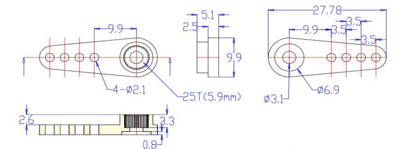 Сервопривод Feetech (#FT9022BL) Metal Gear 7.4V 22kg 180° Degree Brushless
