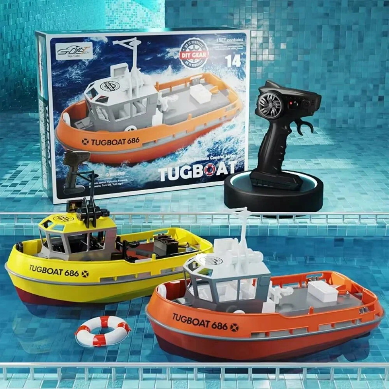 Радиоуправляемая модель буксира Pinecone Boat (#SG-686-Y) 1/72 4WD RTR