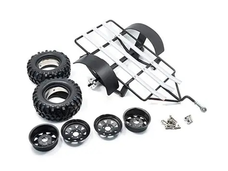 Прицеп масштабный алюминиевый одноостный RC-Avtomag (#AV-TL01023) Aluminum Scaleleaf Spring Steel Trailer With Hitch Mount For Crawler 1/10