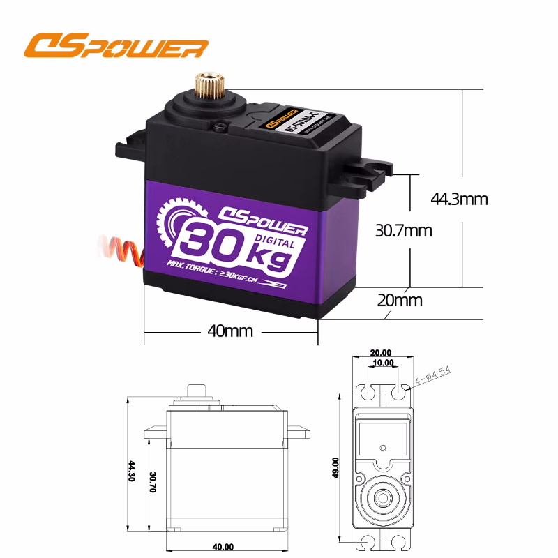 Сервопривод DSpower (#DS-S20A-C) Metal Gear 7.4V 30kg 180° Degree Brushless