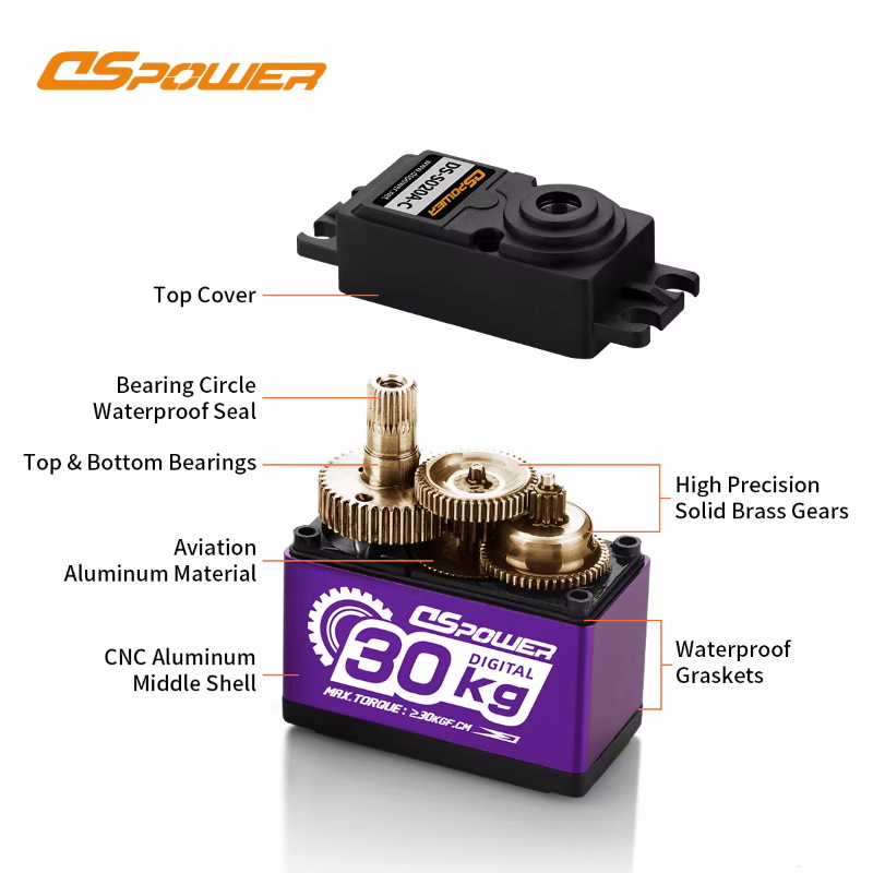 Сервопривод DSpower (#DS-S20A-C) Metal Gear 7.4V 30kg 180° Degree Brushless