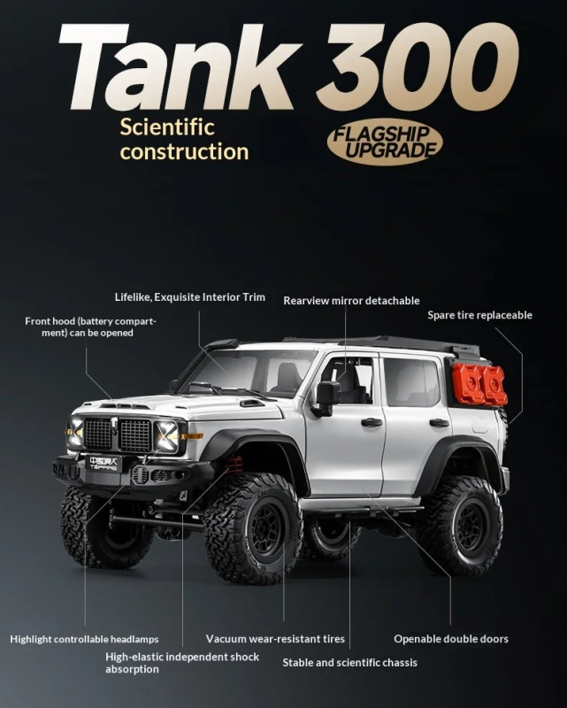 Радиоуправляемый внедорожник MN Hobby (#SG-MN-300s) 1/12 2.4G 4WD RC Car TANK300 silver