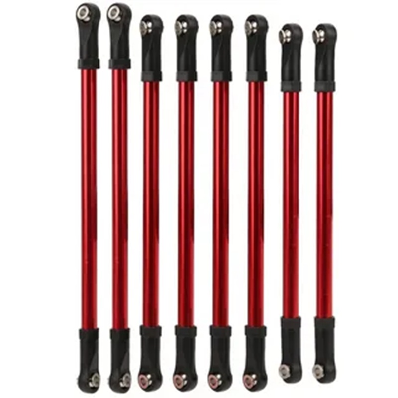 Тяги алюминиевые RC Turn (#RTUP025B02) Alloy Suspension Links Set for 313mm Wheelbase 1/10 RC Crawler - Red 313 Wheelbase, 8pcs/set 145/137/130x6mm (SCX10 II) 7mm Plastic Rod End
