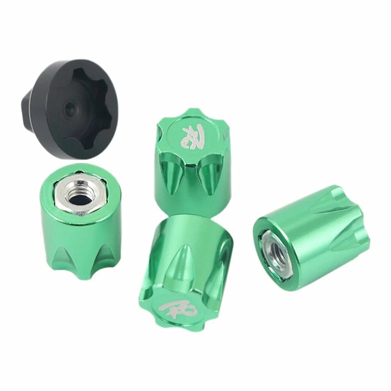 Гайки колесные RCTurn (#RTWN010C05) Alloy M4 Wheel Nut with Dust Cover for 1/10 RC Cars - Green (SCX10 I / II / III TRX4)