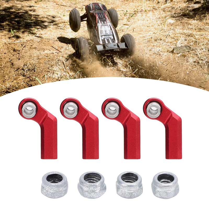Алюминиевые наконечники тяг RC Turn (#RVP24B02RD) Aluminum Curved Link Steering Rod Ends with M4 CW Thread Bore for 1/10 RC Crawler 4pcs: Red
