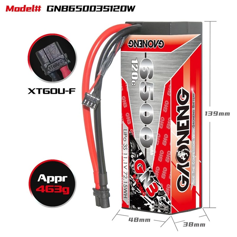 Аккумулятор Li-Po GAONENG (#GNB65003S130WHV) GNB6500mAh 3S 11.1V 130C  RC