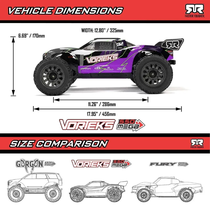 Радиоуправляемая модель трагги ARRMA (#AR-102601) VORTEKS 2WD 1/10 Stadium Truck
